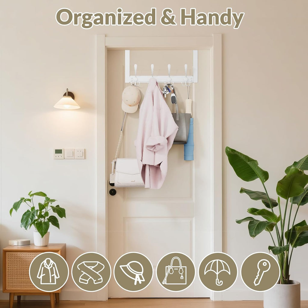 Heavy Duty Over The Door Towel Rack for Bathroom, White Door Towel Hanger