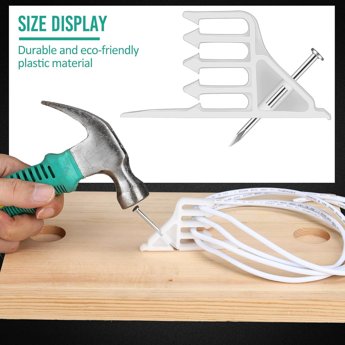 1 Pcs Cable Stacker Wire Staples, Plastic Clips with Nail, White