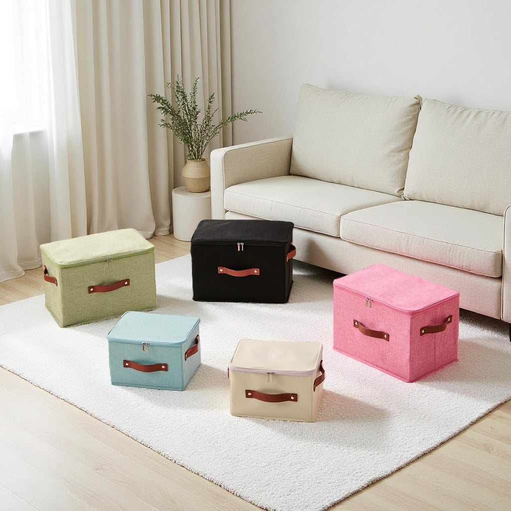 3PCS Storage Bins Boxes with Zippered Lid Decorative Baskets