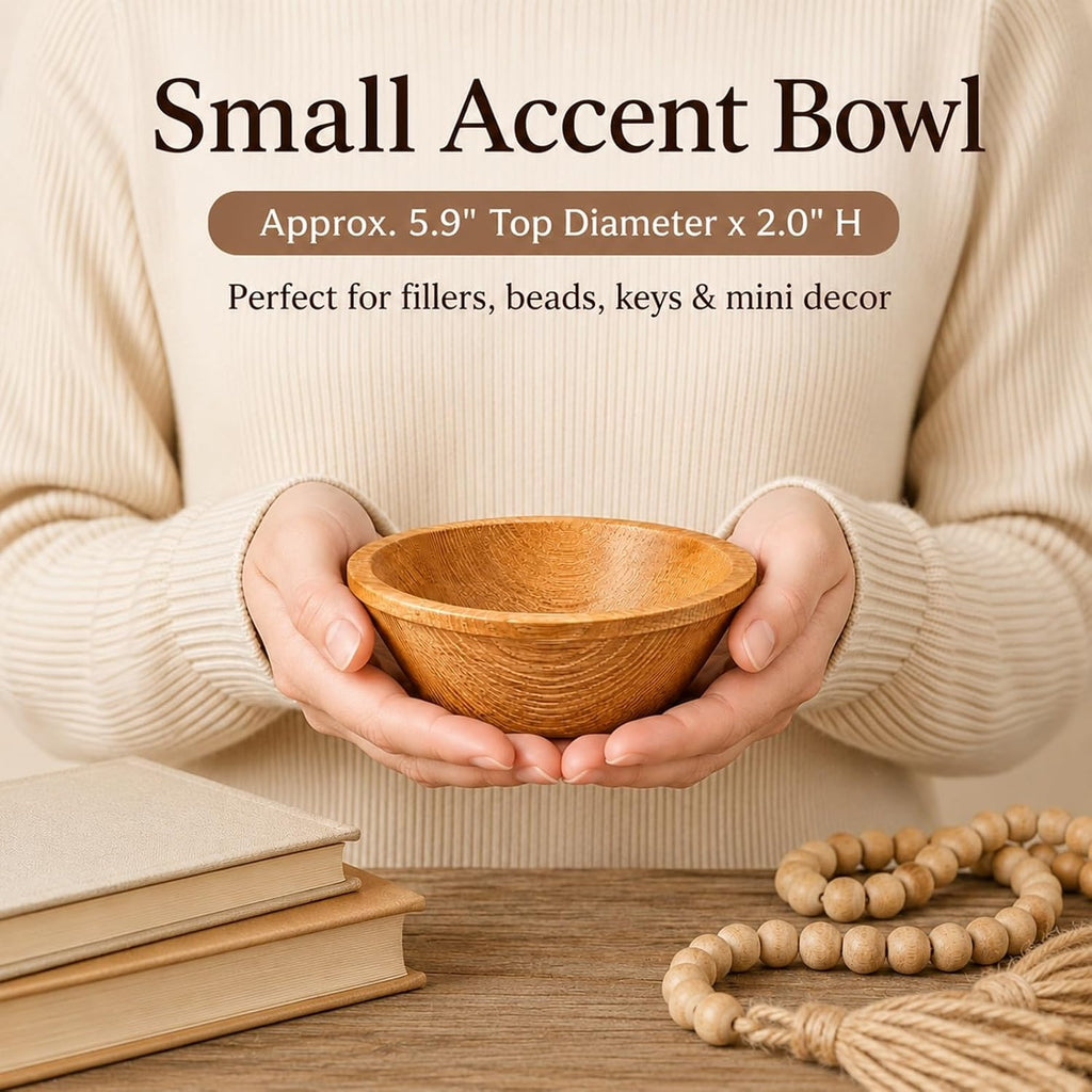 6 Pcs Wooden Dough Bowls for Decoration Passover Vintage Round Hand Carved Wood Bowl Bulk for DIY Crafts Decoration Farmhouse Supplies Housewarming Gift (Brown)