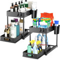 2 Pack Under Sink Organizer with Pull-Out Drawer, Black