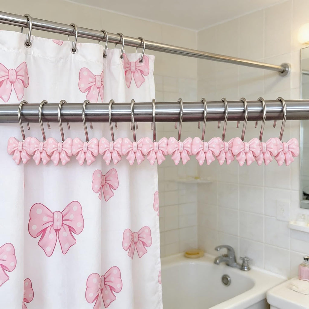 Twofishes Home Fashion Pink Shower Curtain Rings Pack of 12