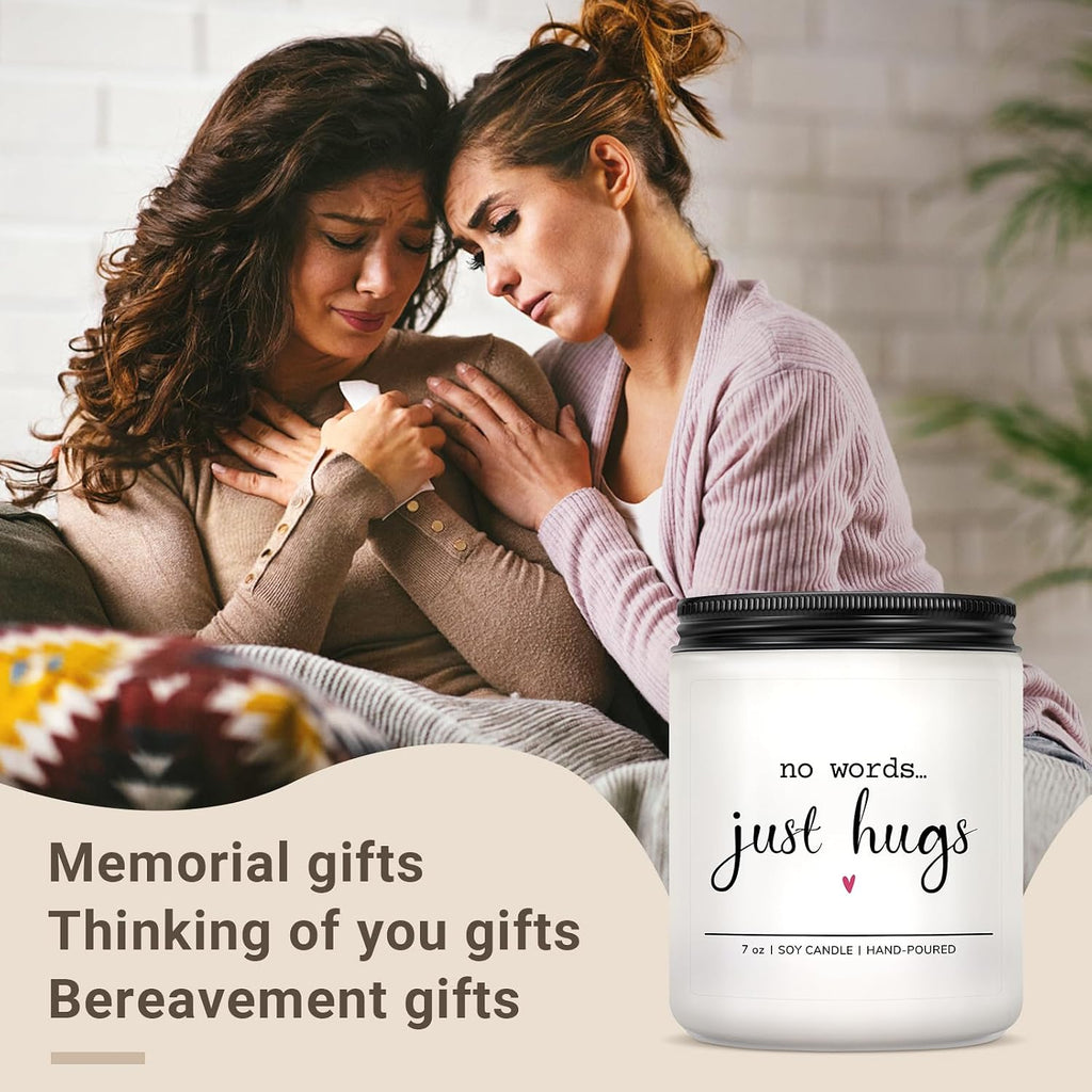 Sympathy Gifts for Loss of Loved One, No Words Just Hugs Candle, Lavender
