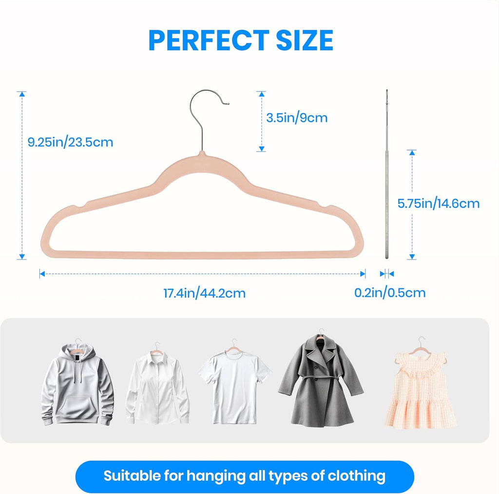 YSSOA Velvet Hangers 60 Pack, Non-Slip Clothes Hangers with Shoulder Notches, 360° Swivel Hooks, Heavy Duty Standard Hanger for Closet Space Saving, Pink