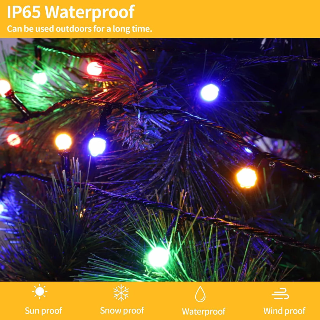 Meteds LED Christmas Lights Outdoor,300LED 105Ft 8 Modes Plug-in Connectable Waterproof Globe String Lights for Outdoor & Indoor Decorations (Multi-Colored)