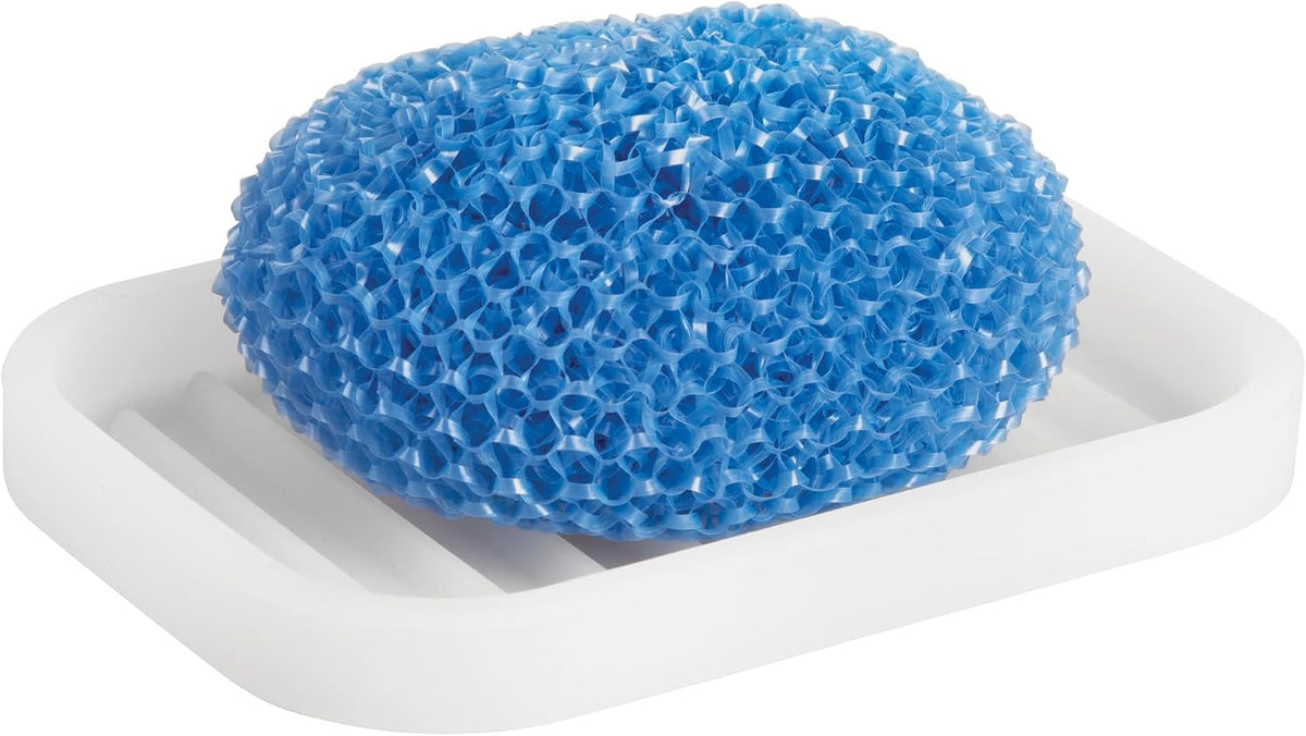 iDesign Silicone Soap Dish for Bar Soap or Scrub Brush - Ideal for Kitchen or Bathroom - Set of 2 - Clear