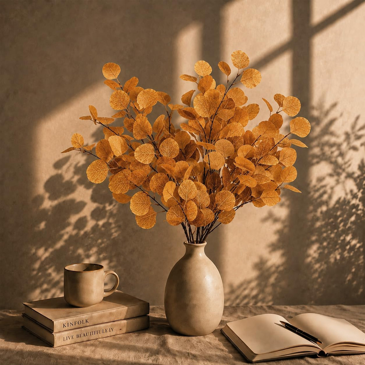 6 Pcs 35" Artificial Eucalyptus Stems Fall Decor Faux Eucalyptus Branches