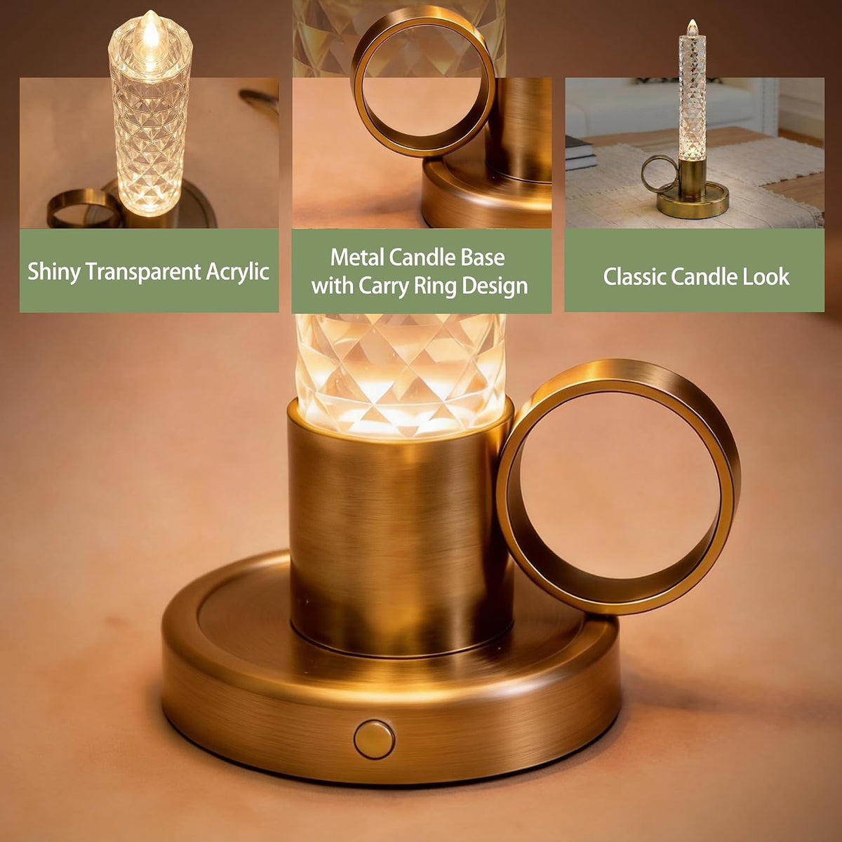 L LOHAS LED Flameless Candles, 3 Level Brightness Adjustable, Rechargeable