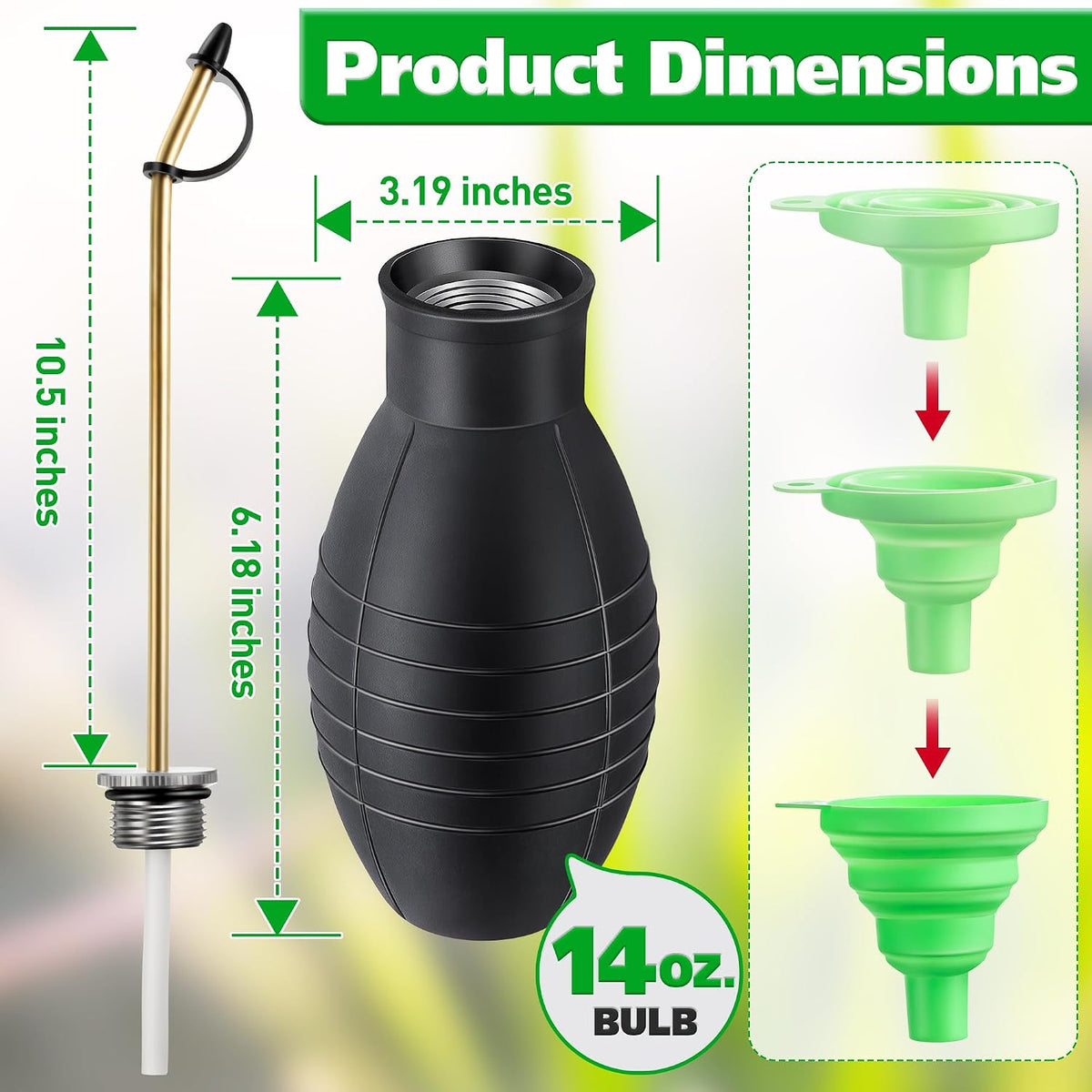 14OZ Diatomaceous Earth Powder Duster, Bulb Sprayer Insect Duster, Garden Powder Applicator Dispenser with Long Metal Tube for Home Organic Gardening Agricultural Supply