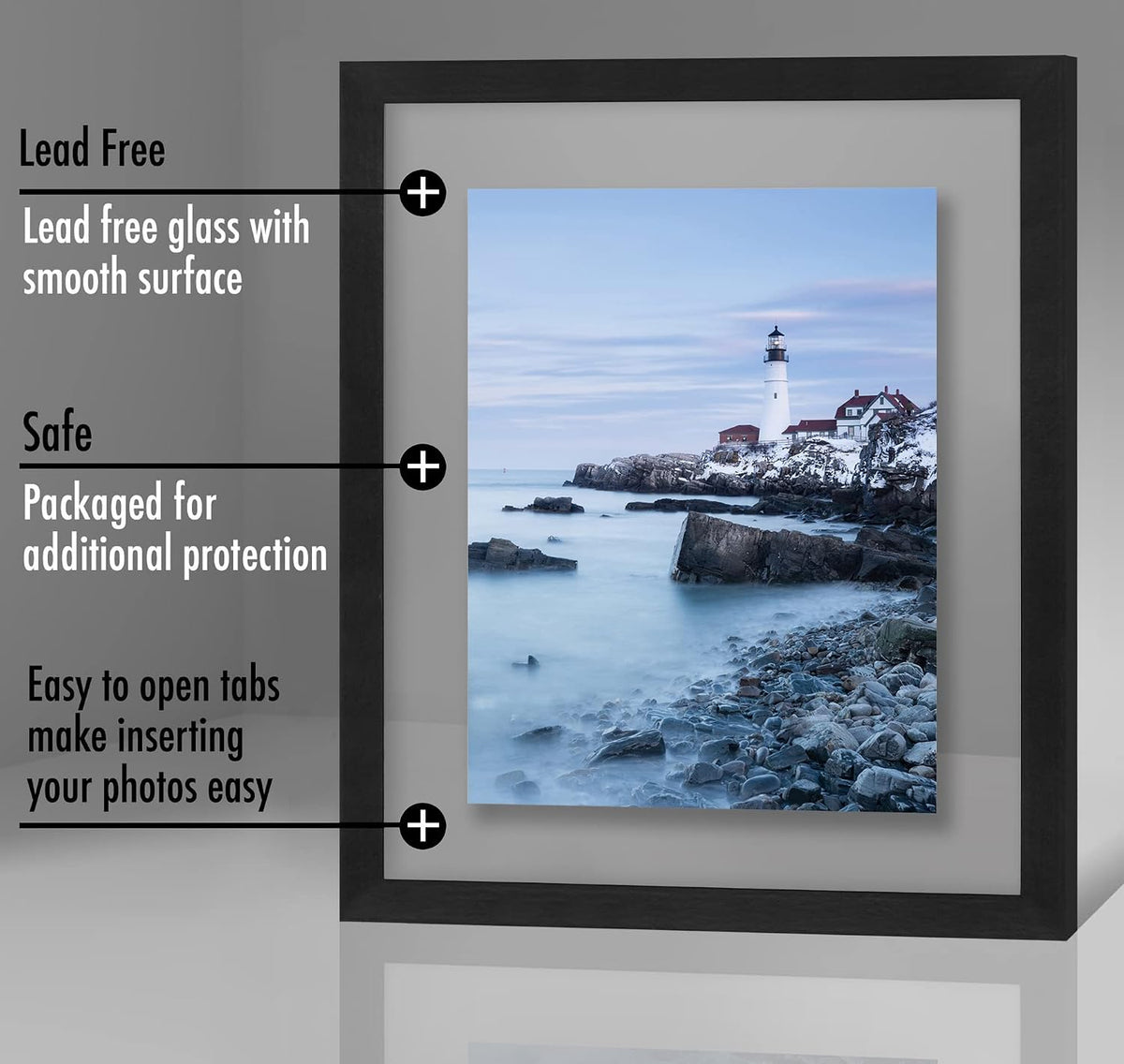 Americanflat 11x14 Floating Picture Frame - Engineered Wood - Black