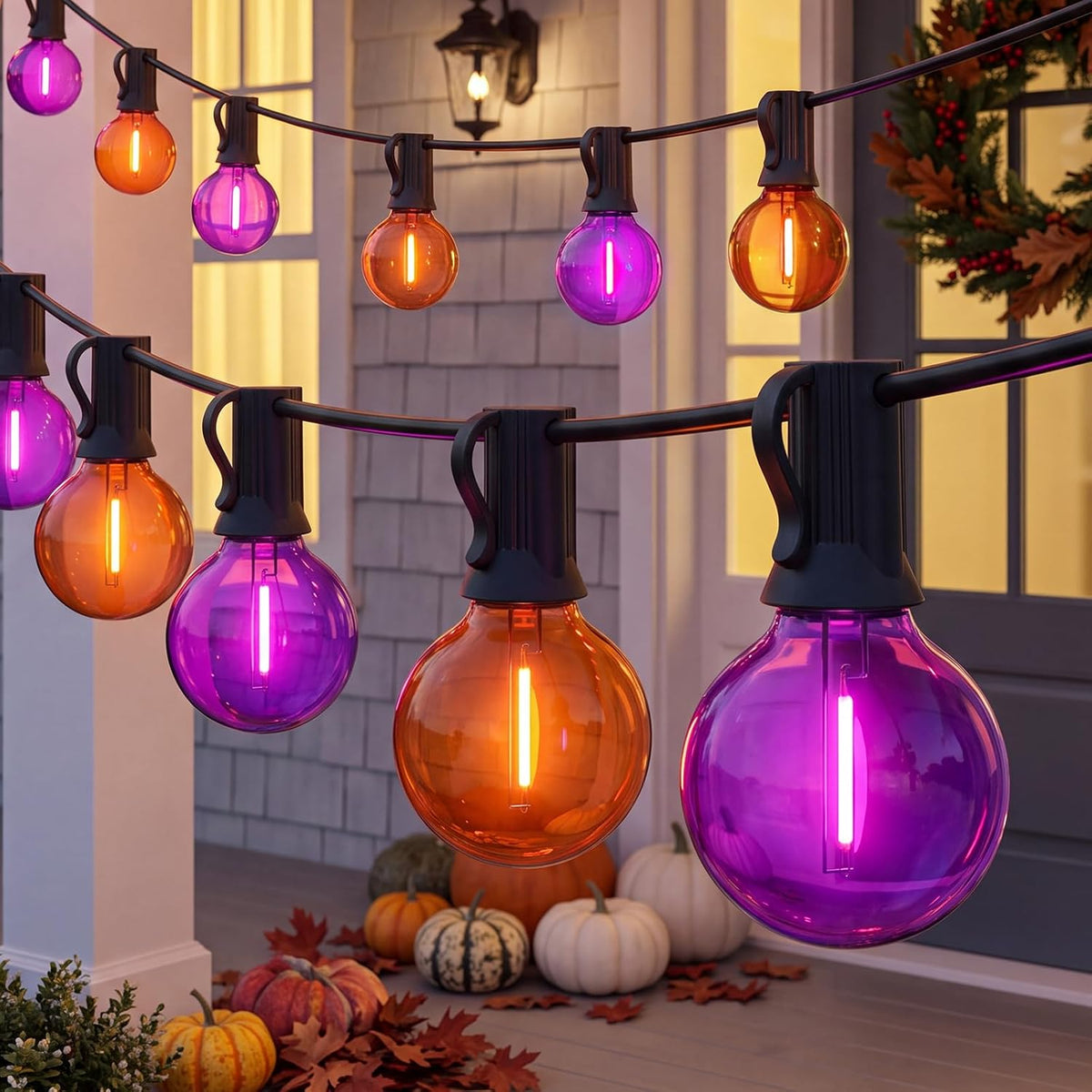 50FT G40 LED Outdoor Purple and Orange Halloween String Lights