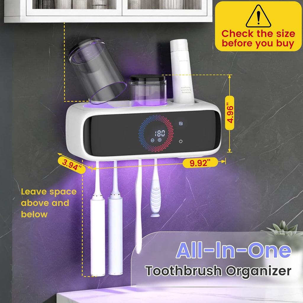 Toothbrush Holders for Bathrooms, UV Tooth Brush Holder Sanitizer & Drying