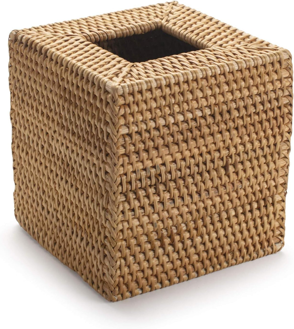 Rattan Tissue Box Cover Square, Hand Woven Wicker Tissue Holder, 5.5 x 5.5 X 5.7 inch, Natural (Pack of 3)