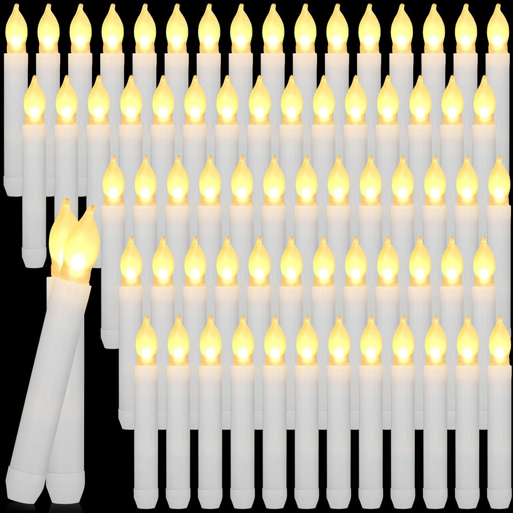 Macarrie 108 Pieces Flameless LED Taper Candles, White, Warm White Light