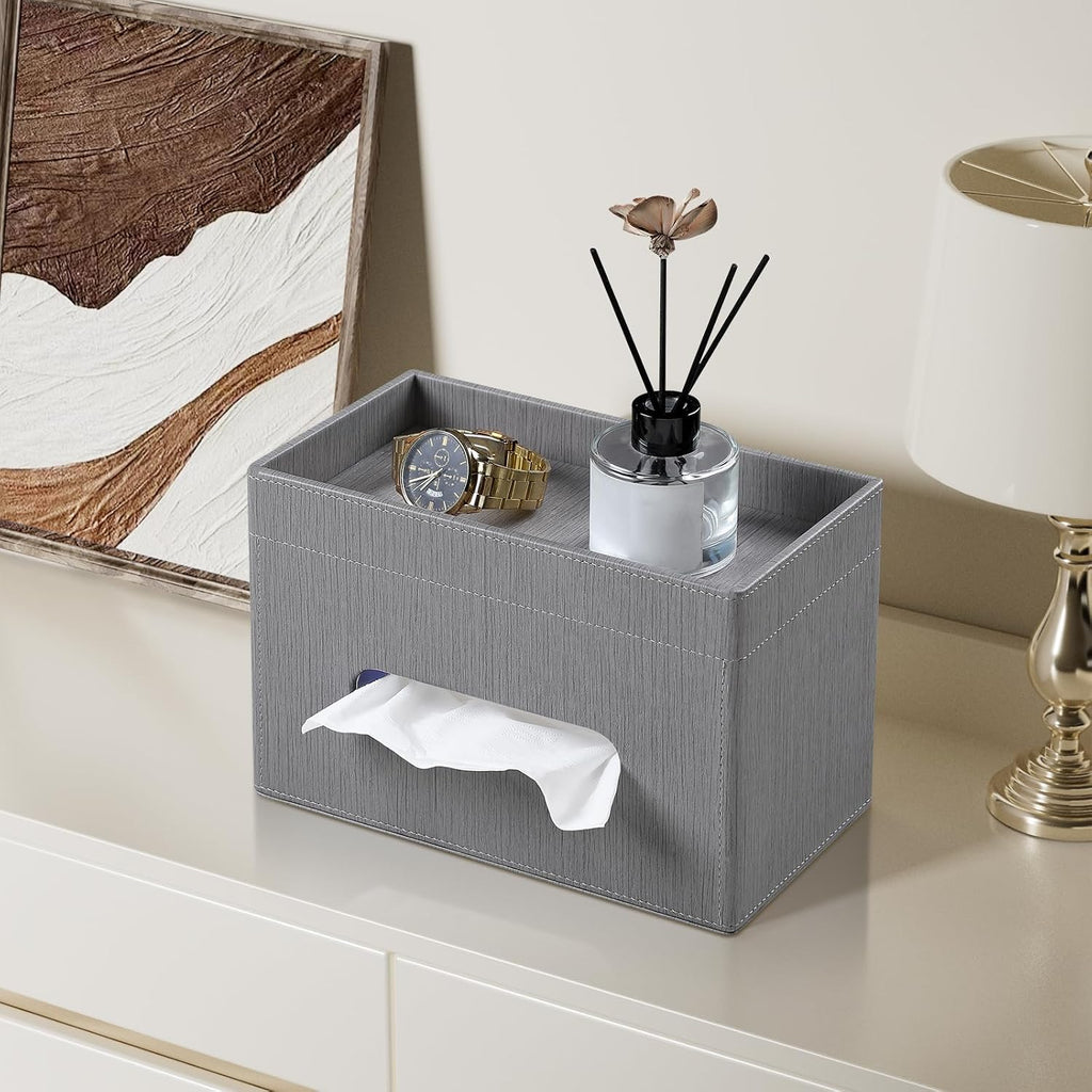 Plus Size Tissue Box Cover, Rectangle Tissue Box Organizer, Grey