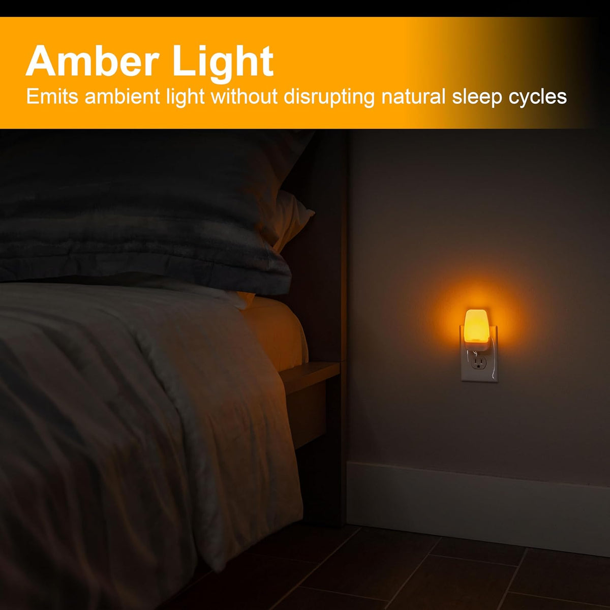GE SleepLite Plug in Night Light, Amber, 4 Pack