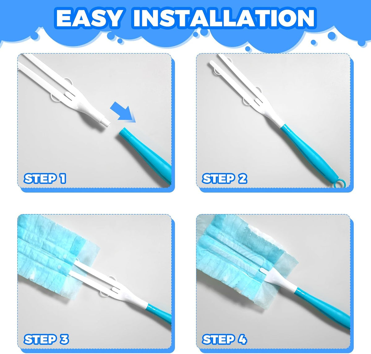 3 Pack Replacement Duster Handles – Compatible with Swiffer Duster Refills, Detachable & Reusable Plastic Dusting Wands,Handle Only