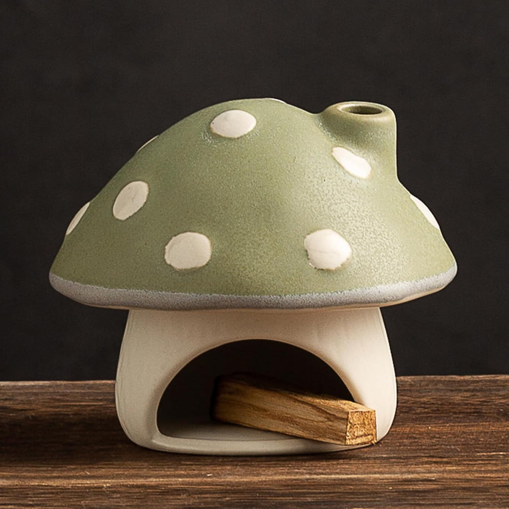 Ceramic Mushroom Incense Burner for Sticks, Cones and Palo Santo