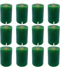 MISSYO 12 Pack 2x3 Inch Green Rustic Pillar Candles, 24 Hours Unscented Column Candles, Dripless and Smokeless Candles for Christmas Home Decor, Wedding, Spell, Parties and Emergency