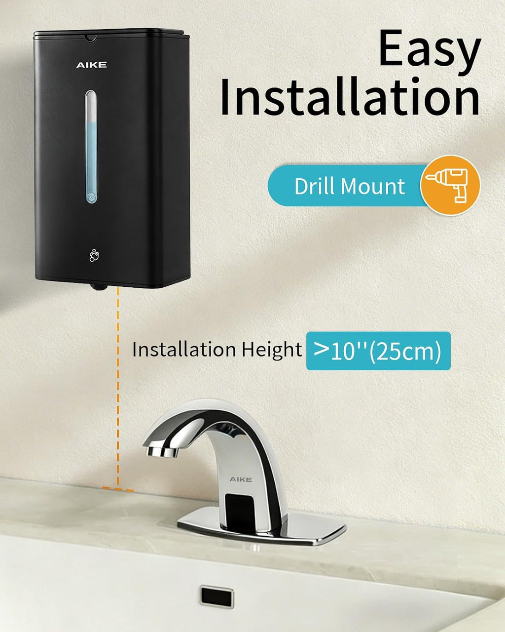 AIKE Automatic Foam Soap Dispenser 33.8oz for Bathroom,Matteblack AK1207FA