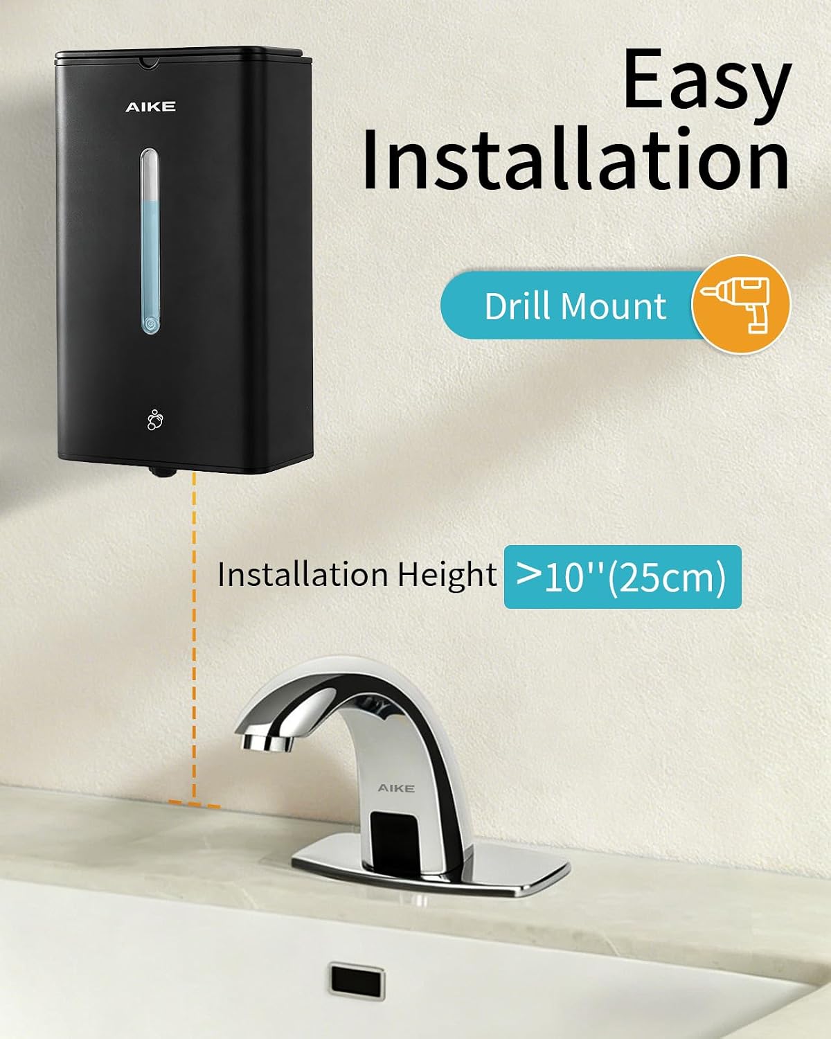 AIKE Automatic Foam Soap Dispenser 33.8oz for Bathroom,Matteblack AK1207FA