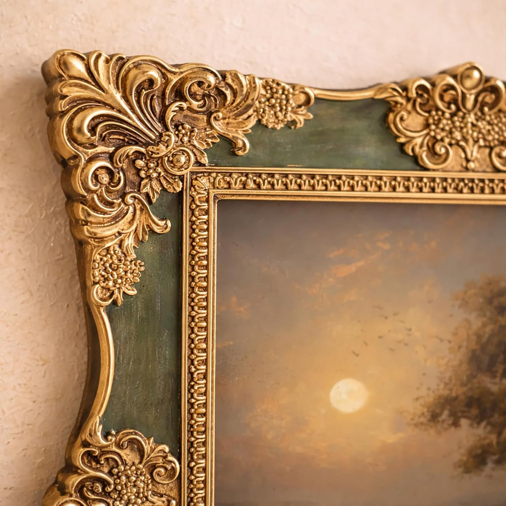 5x7 Vintage Picture Frames -5x 7 Antique Picture Frame, Ornate Frames 5 X 7 With Glass Front For Tabletop Photo Display And Wall Hanging, Victorian Poster Frame 5 By 7 (Lake Green, 5X7)