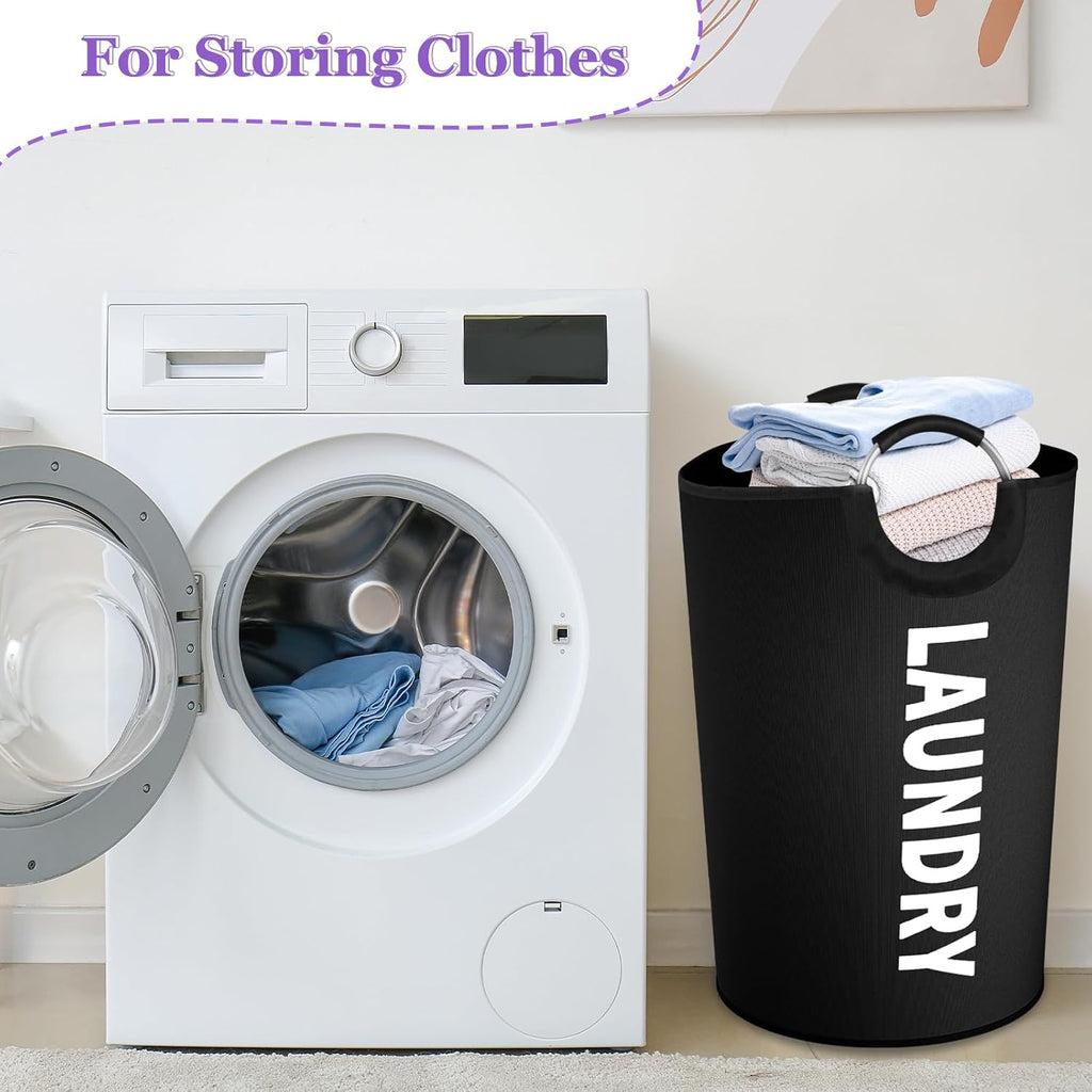125L Extra Large Laundry Basket with Handles, Collapsible Clothes Hamper for Bedroom, Independent Dirty Clothes Basket, Portable Laundry Bin for Hotel, Dorm, Black