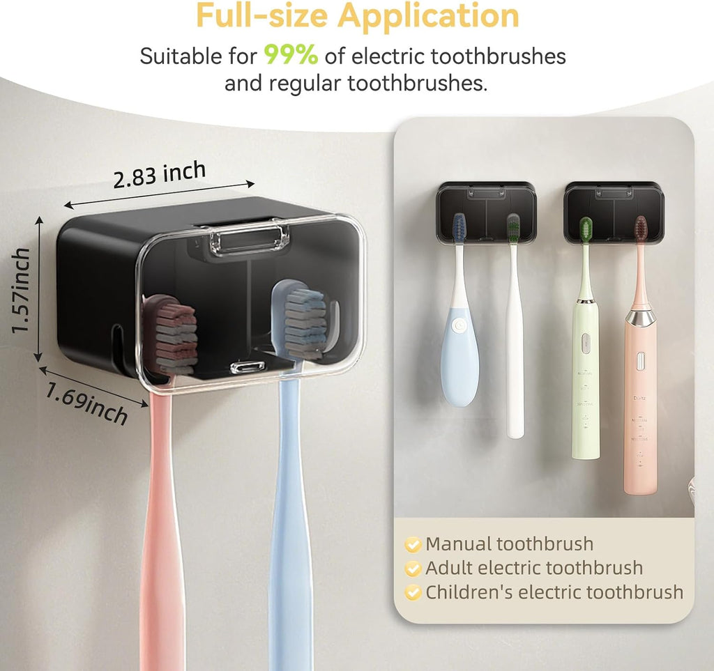 MOPMS Toothbrush Holders for Bathrooms with 2 Slot Independent Compartment
