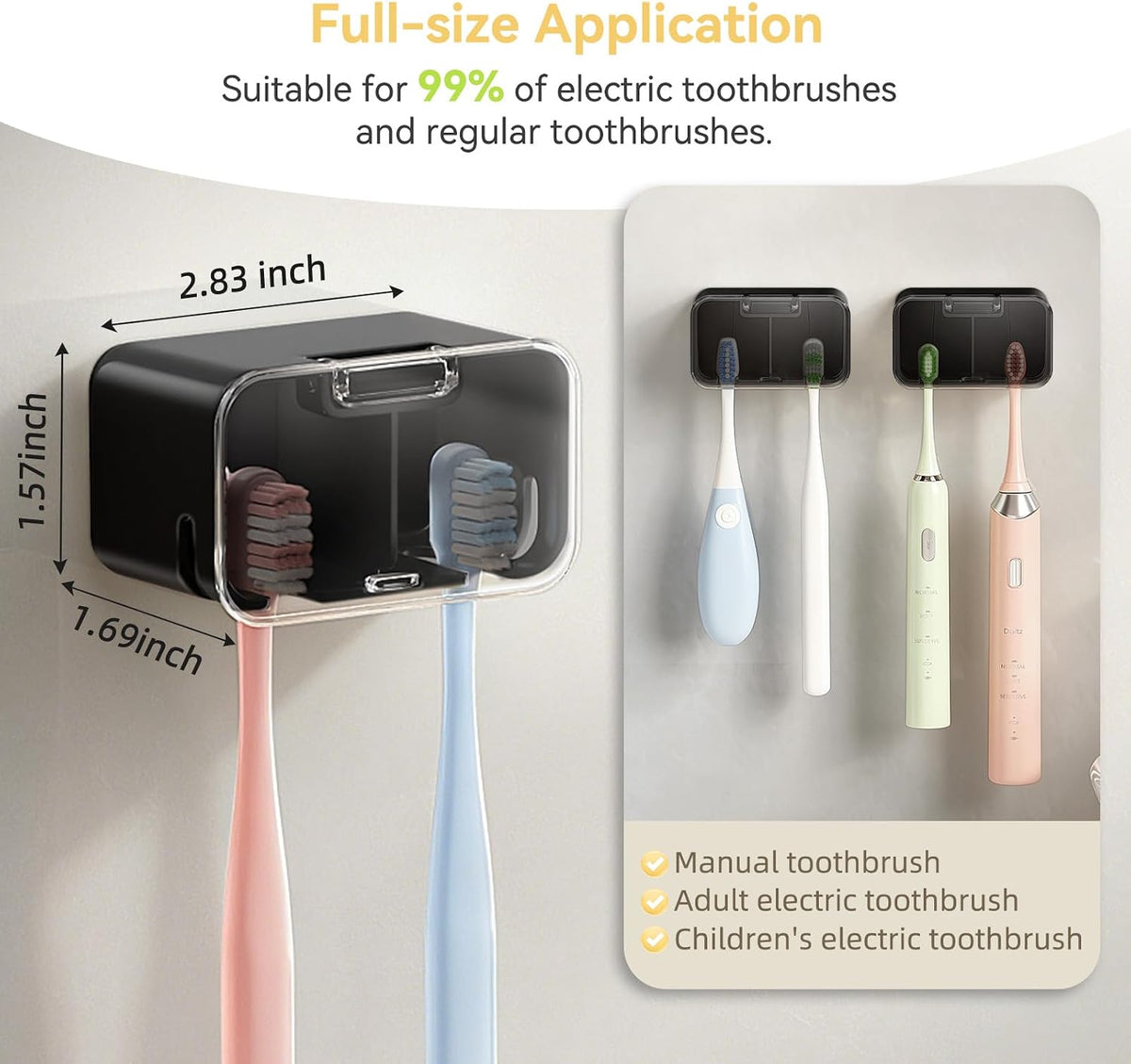 MOPMS Toothbrush Holders for Bathrooms with 2 Slot Independent Compartment