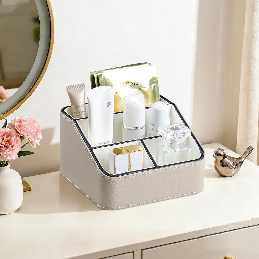 Remote Control Holder, Nightstand Organizer, Desk Caddy (Beige)