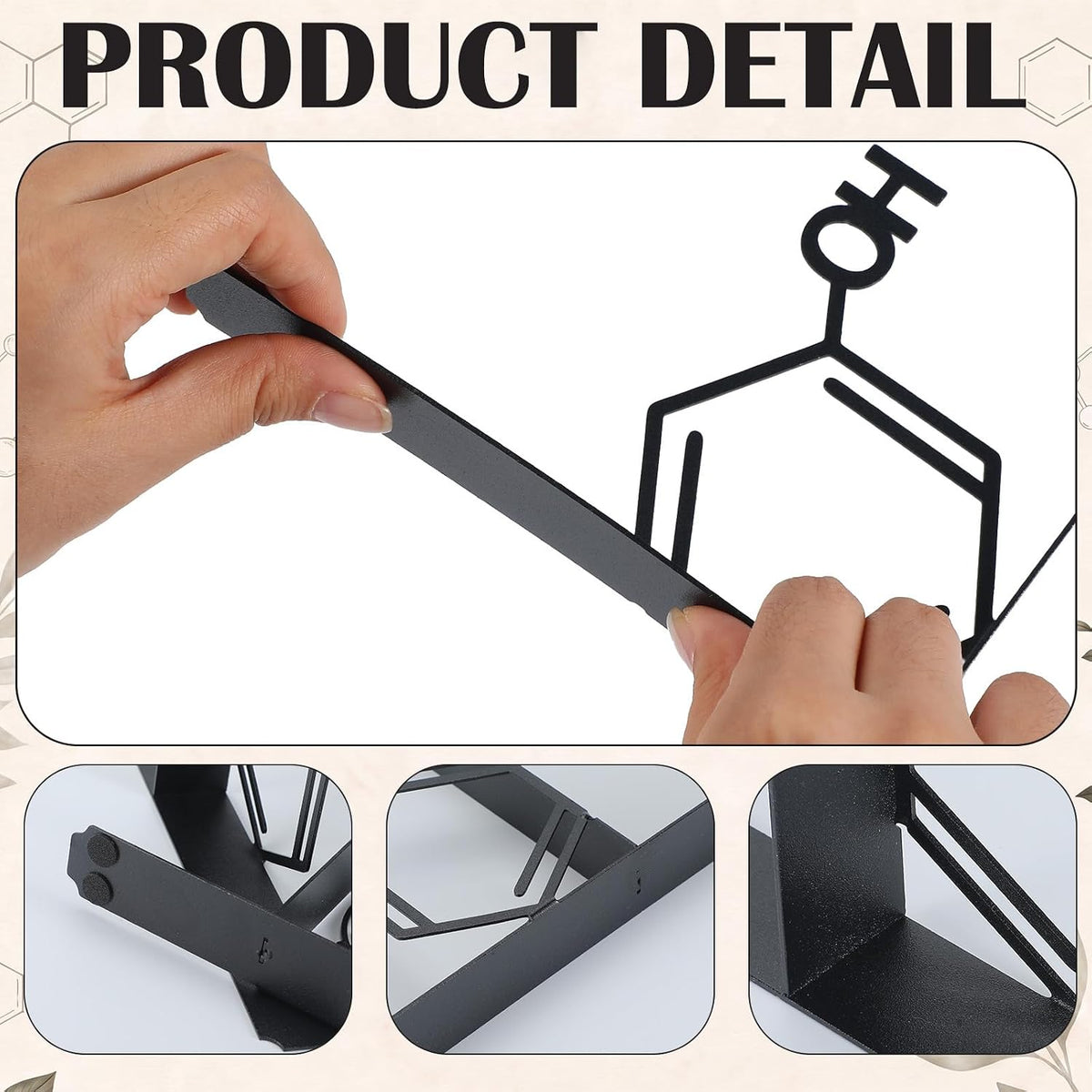 4 Pcs Chemistry Metal Bookends for Home Office Laboratory Decor