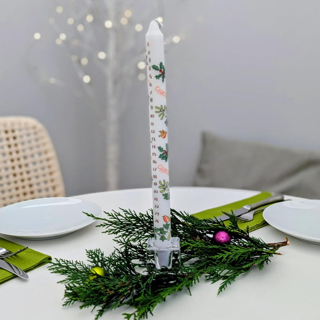 Alison Gardiner Merry Christmas Holly & the Ivy Advent Taper Candle 10hr Burn