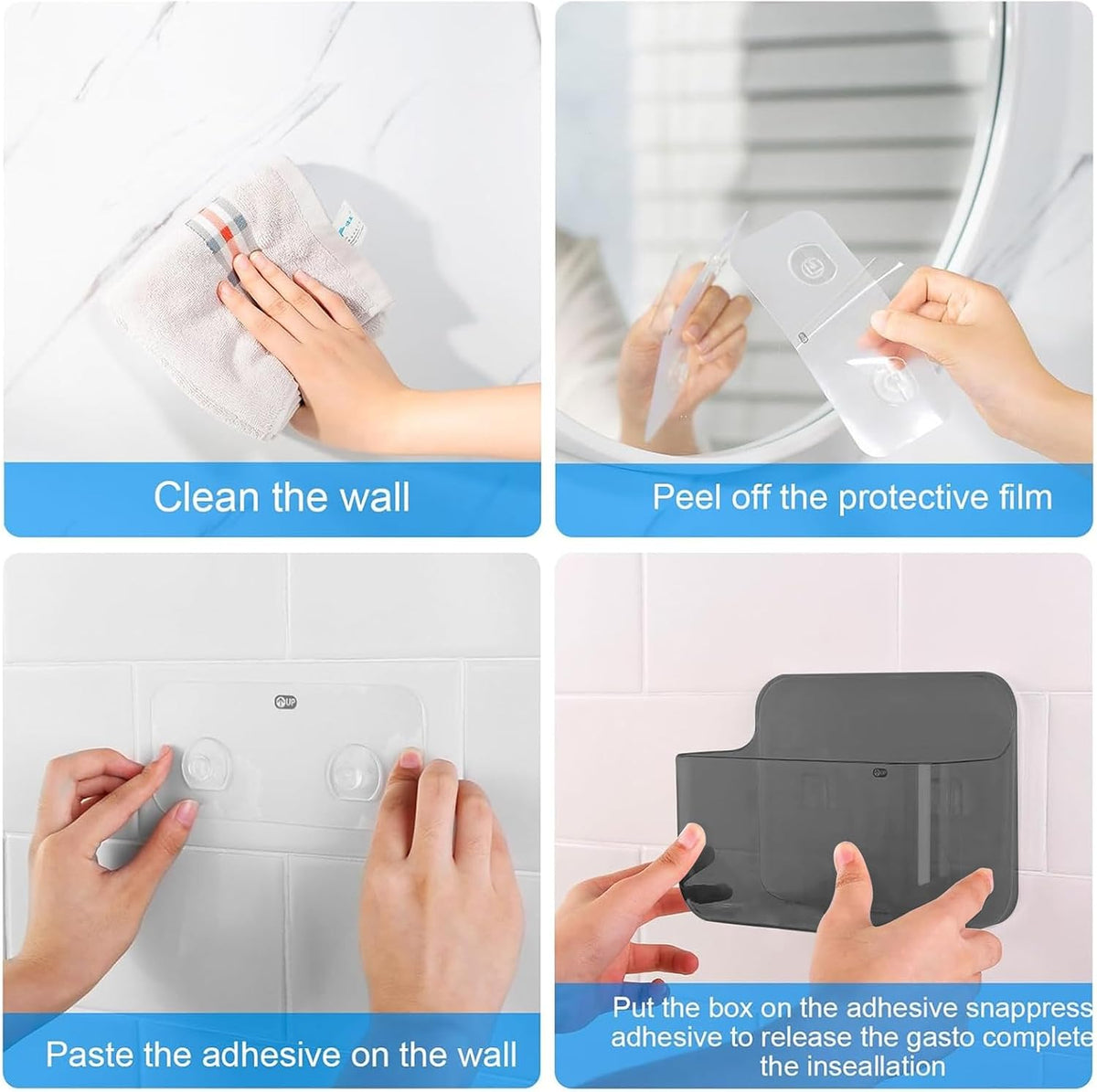 CGBE 2-Pack Cabinet Door Organizer, Self Adhesive Bathroom Shelves, Gray