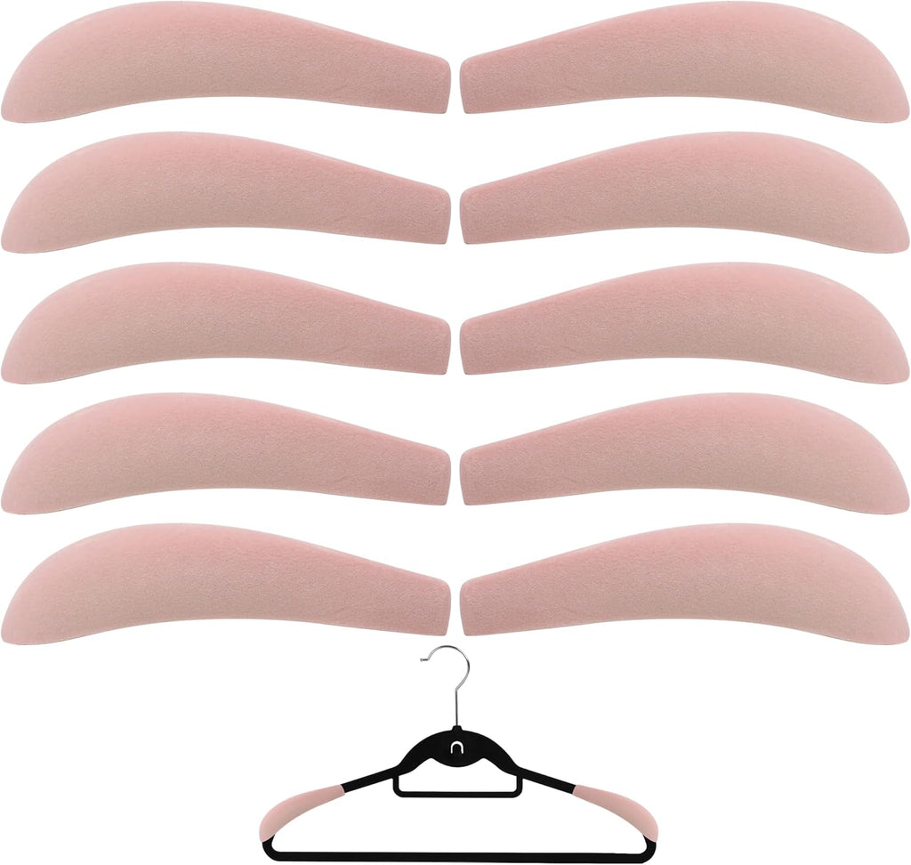 10pcs Velvet Hanger Shoulder Pads Forms Shapers, Non-Slip Cute Flocking Protectors Cushion, ONLY for Velvet Hangers with 0.18-0.2" Thickness, for Home Hotel Dorm Closet Wardrobe Accessories