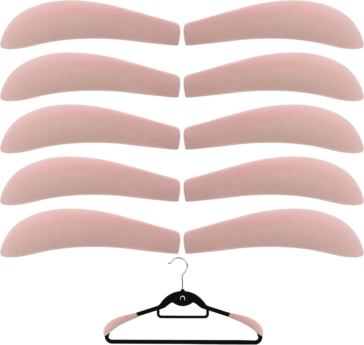 10pcs Velvet Hanger Shoulder Pads Forms Shapers, Non-Slip Cute Flocking Protectors Cushion, ONLY for Velvet Hangers with 0.18-0.2" Thickness, for Home Hotel Dorm Closet Wardrobe Accessories