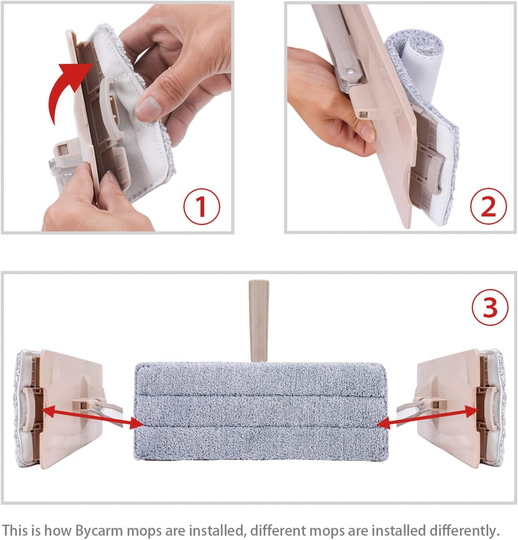 6 Pack Flat Mop Pads Compatible with Joymoop, Bosheng or 11-13" Size Flat Mops, Washable and Reusable 13" x 4.9" Wet/Dry Pads for Floor Cleaning