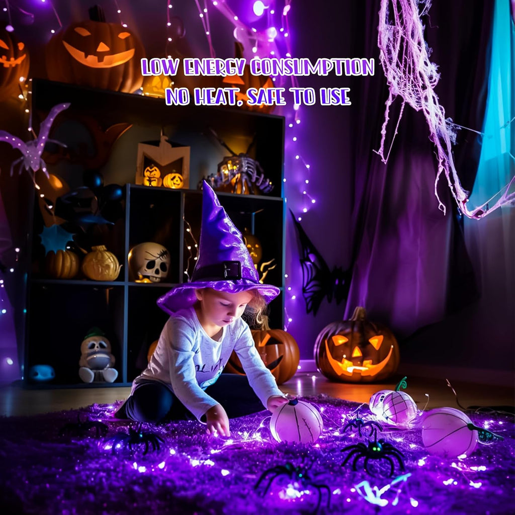 JMEXSUSS 50 LED Purple Halloween Lights, Battery Operated Fairy Lights