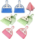 6Pcs Small Dust Pan and Brush Set with Cleaning Cloth - Blue & Green & Pink Brooms, Mini Hand Broom and Dustpan Set Whisk Dustpan Brush Kid Broom for Table Desk Car Keyboard