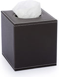 Sumnacon Square Tissue Box Cover,Magnetic Bottom PU Tissue Box Holder,Brown
