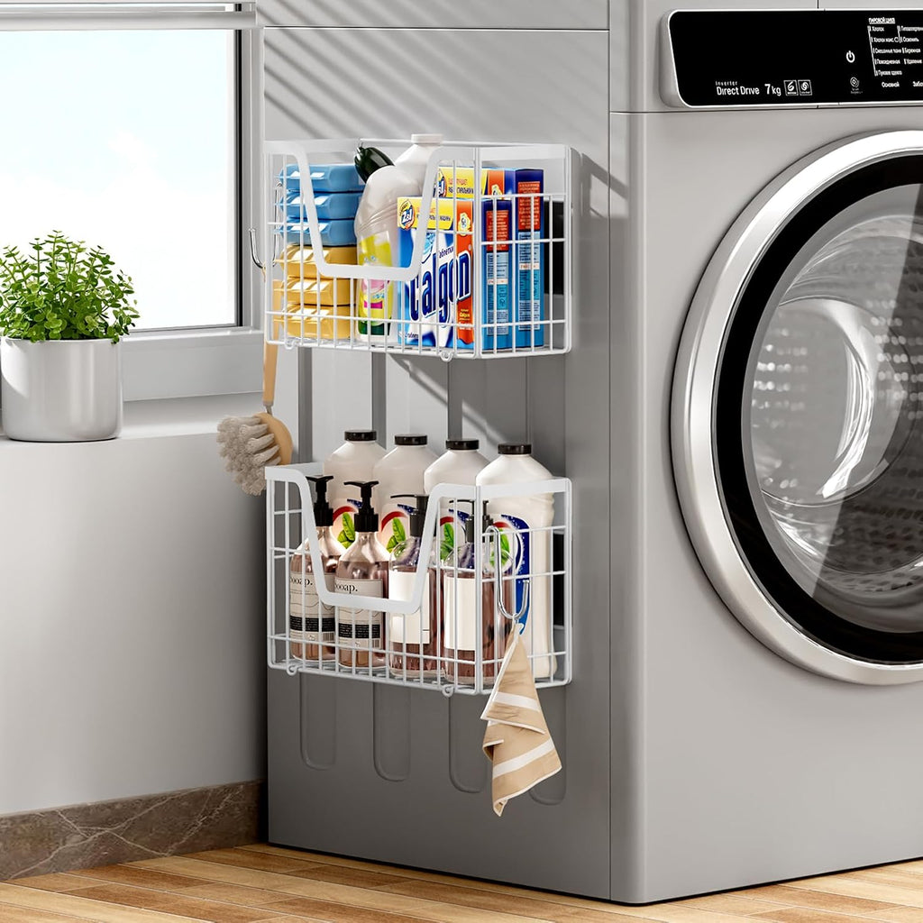 2 Set Magnetic Fridge Shelf, White Magnetic Fruit Basket for Fridge