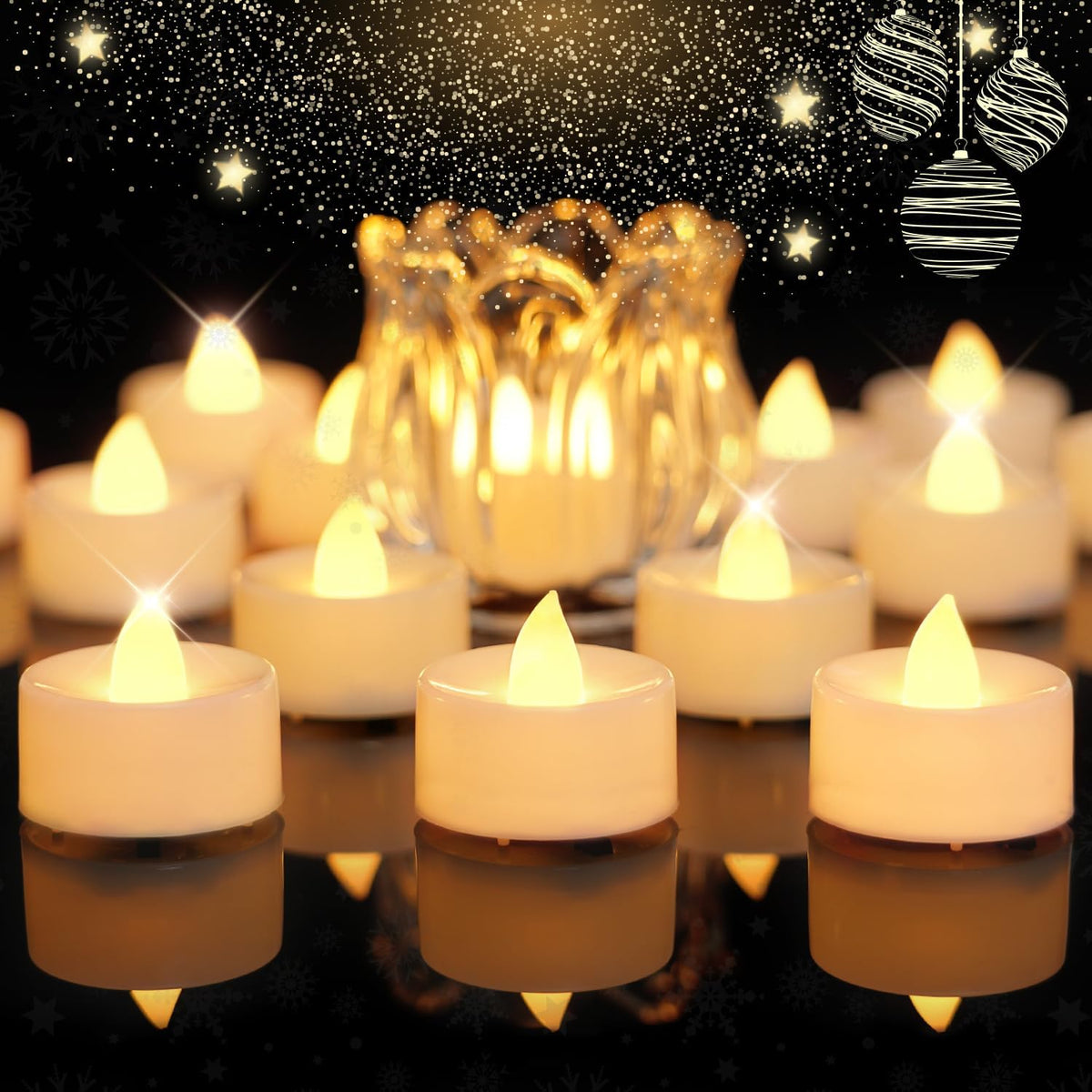 BEICHI 24Pack Flameless LED Tealights Candles with Timer, 6H Timer Built-in