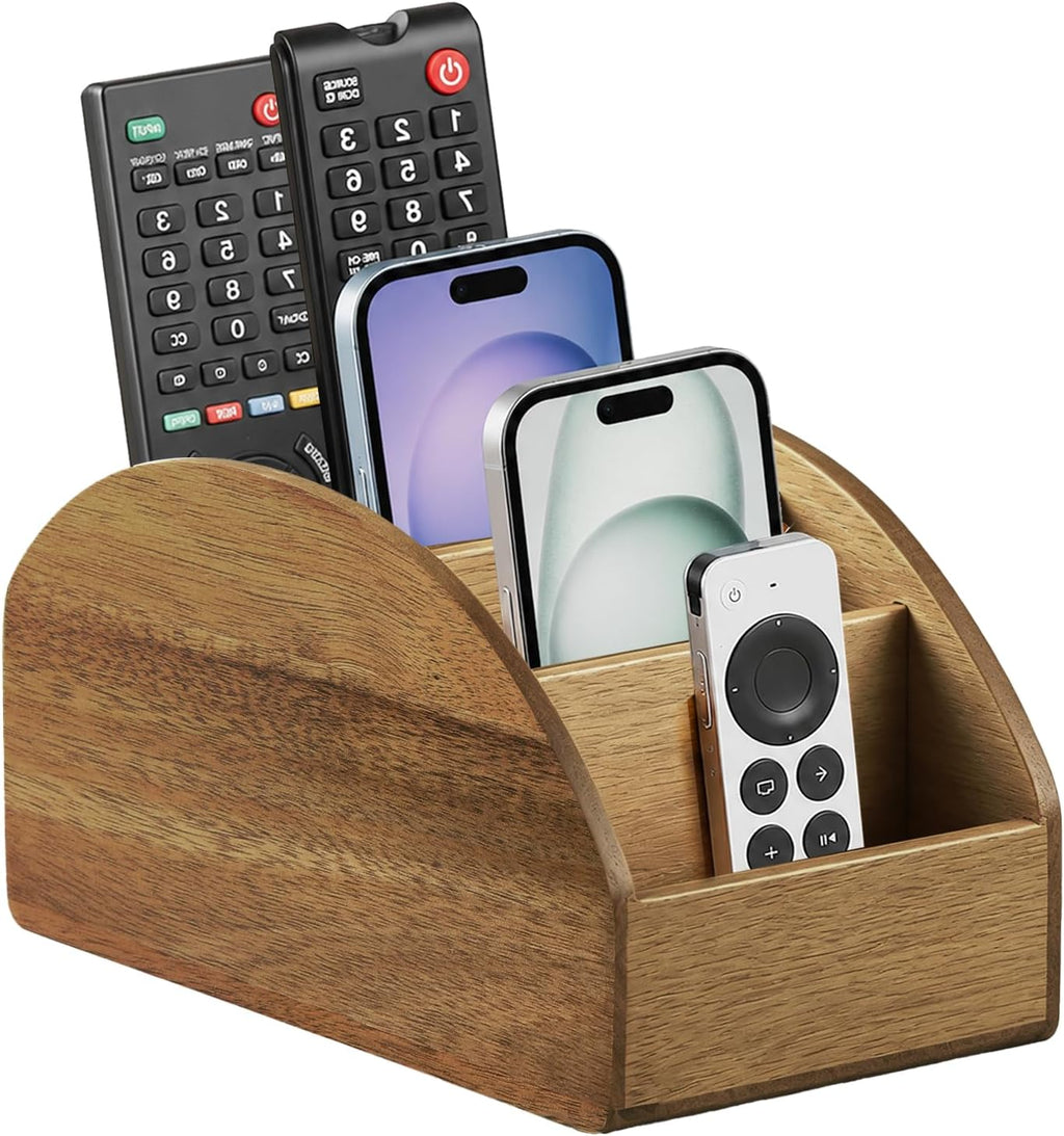 Wood TV Remote Control Holder, Cute Pen/Pencil Holder, Desktop Organizer