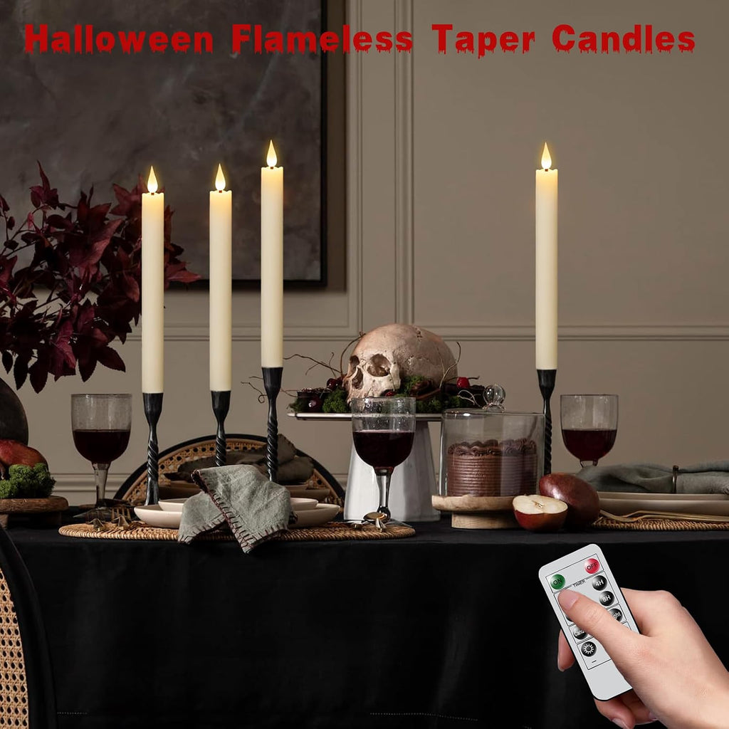 Rechargeable Flameless Taper Candles Flickering with 2 Remote Timer