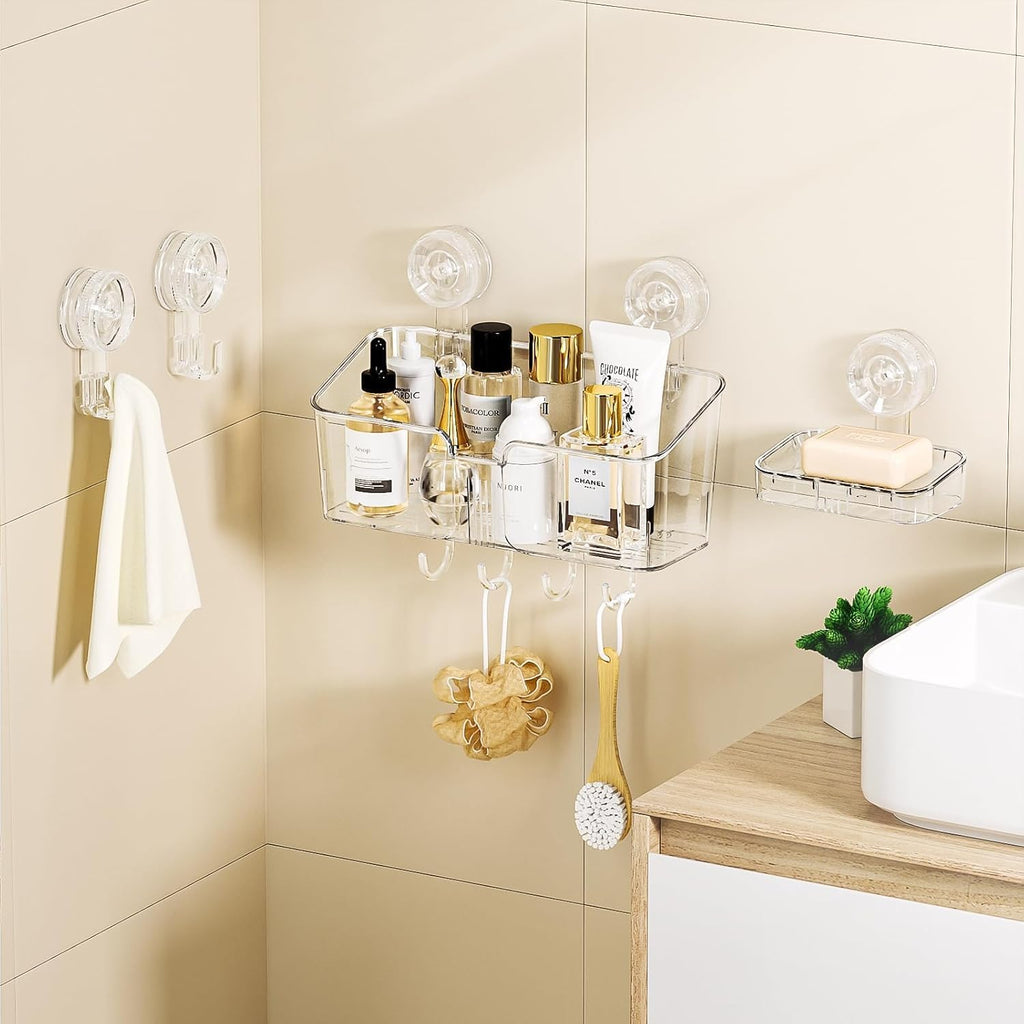 LUXEAR Suction Cup Shower Caddy Clear - 4 Set