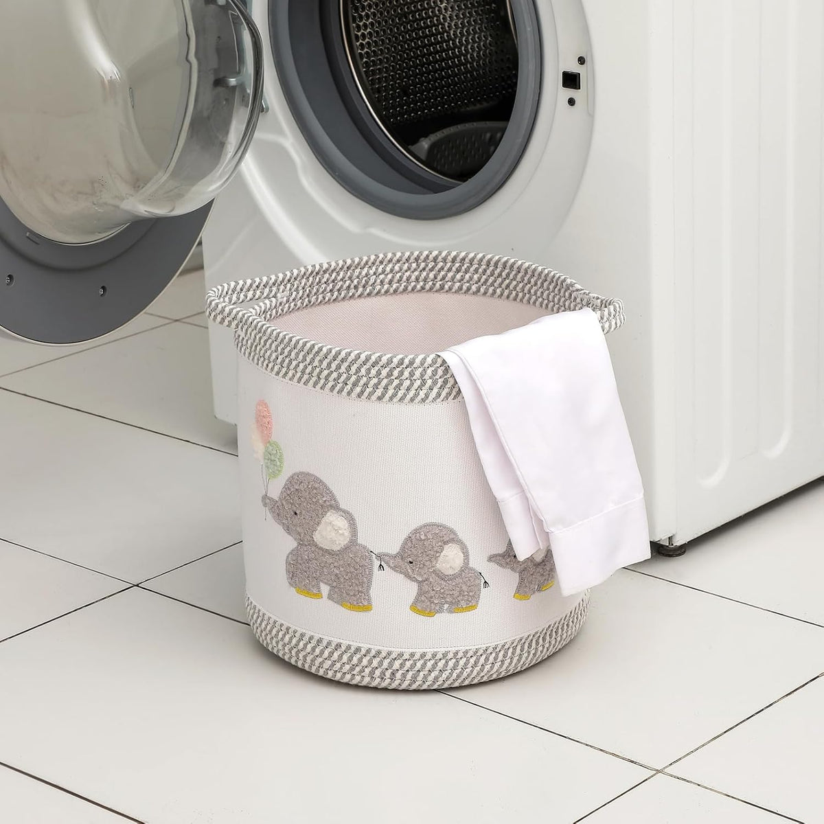 Baby Toy Basket Laundry Hamper Blanket Baskets Cute Elephant Nursery Storage Basket, Woven Cotton Rope Nursery Organization Bins For Girls Boys Kids Baby Shower Gifts Baskets