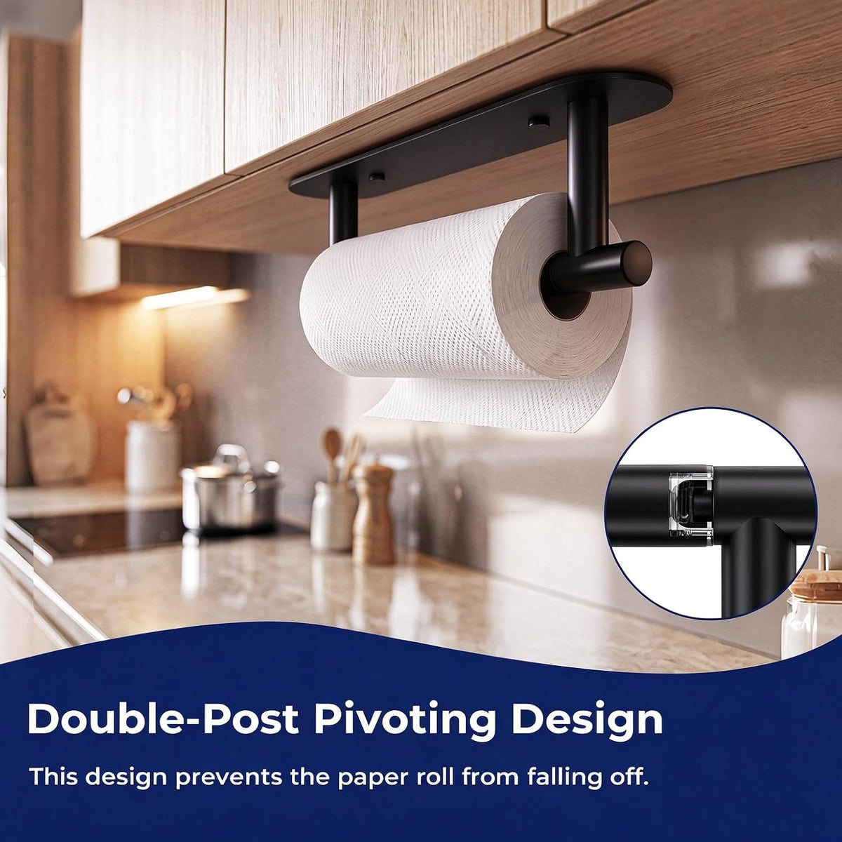 Adhesive or Screw Toilet Paper Holder, Matte Black Toilet Roll Holder