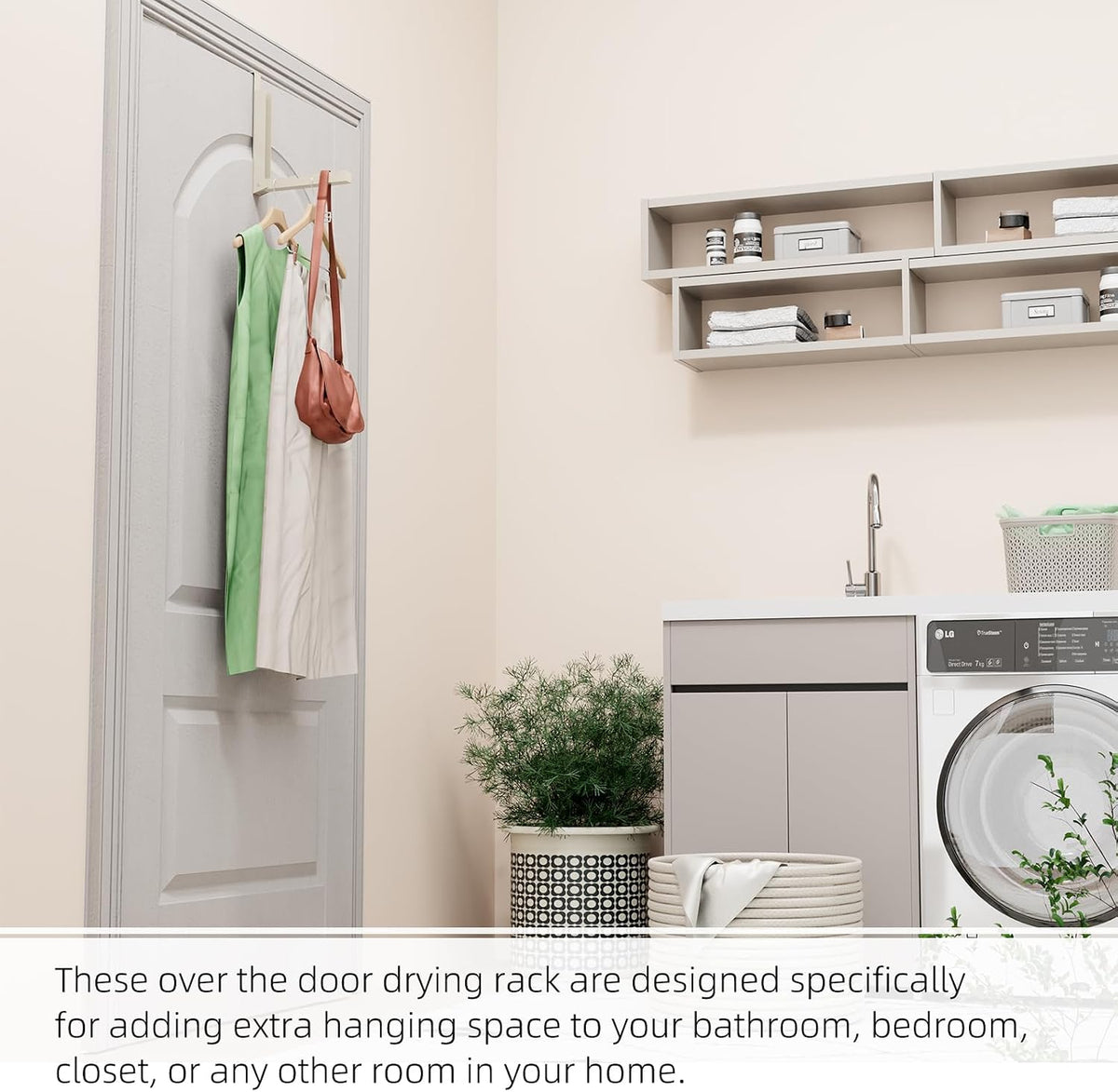 Over the Door Hanger, 2 Pack Foldable Over Door Drying Rack for Laundry