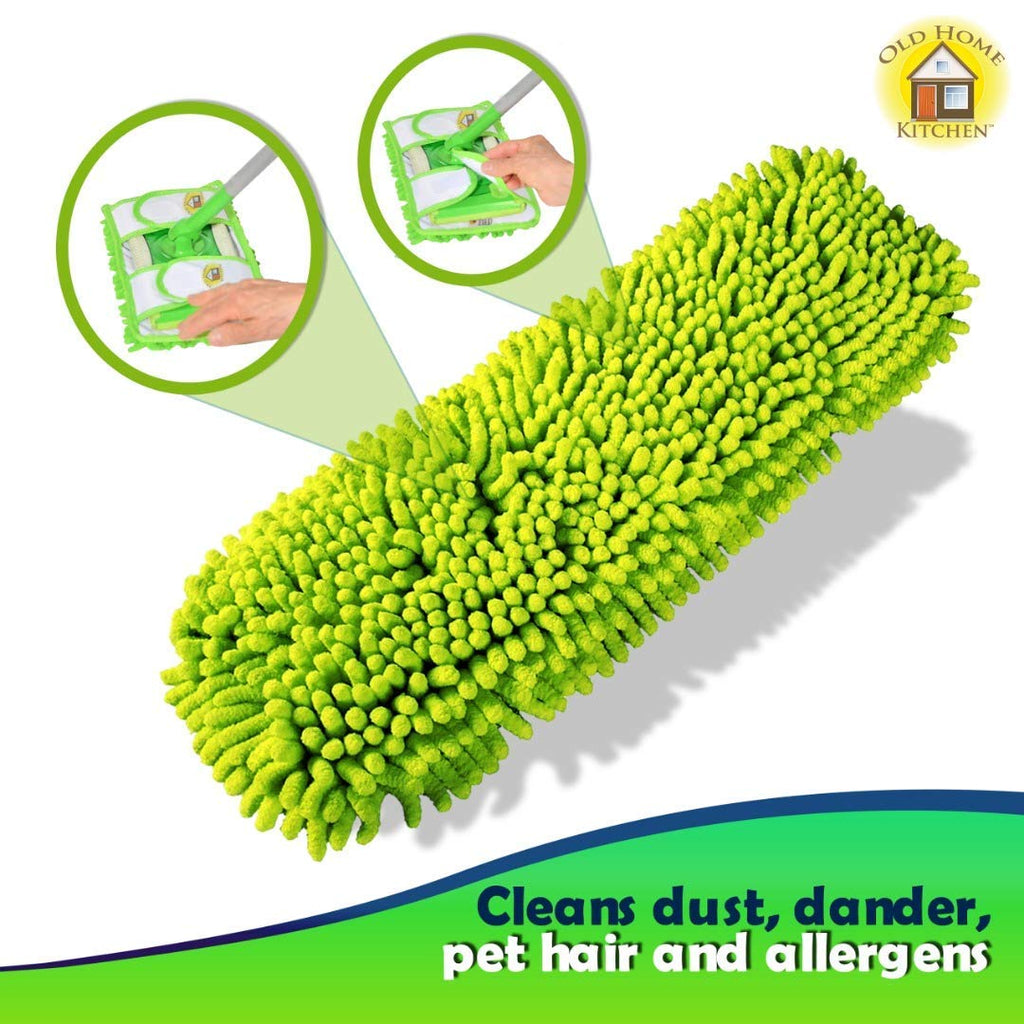 Reusable Chenille Mop Pads | Washable Microfiber Pads for Standard Mop Heads | Swiffer-Compatible Dry Mops for Dust, Pet Hair, and Spills | Replacement Set of 2