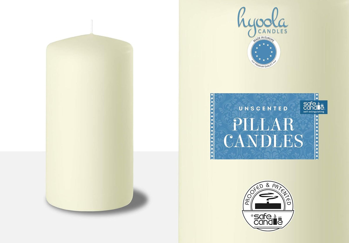 Hyoola Ivory Pillar Candles 2-inch x 4-inch - 24 Pack Unscented Bulk Pillar Candles - European Made
