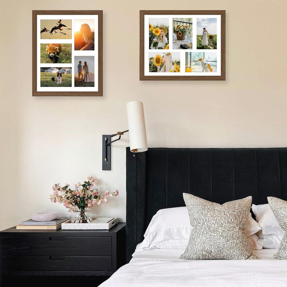 JCJMY 11x14 Picture Frame, 4x6 Collage Picture Frame, Display 5 Pcs 4x6 Photos or 11x14 Picture, Five Opening 4x6 Collage Frame for Wall Hanging, Lightweight 4 x 6 Multi Pictures Frame, Brown